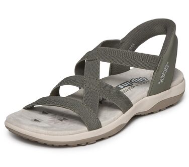 Жіночі сандалії Skechers Reggae Slim Stretch Flex Hands Free Slip-Ins, оливковий в'язаний текстиль, розмір 35 EU