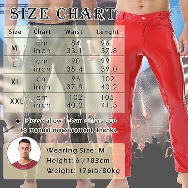Чоловічі штани QiaTi: стильні, зручні, з еластичною тканини, прямі штанини, для мотоциклів та клубів (червоний, M)