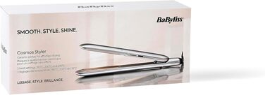 Випрямляч для волосся BaByliss Cosmos ST260E з керамічним покриттям, 3 режими температури (180–235°C), сріблястий/темно-сірий