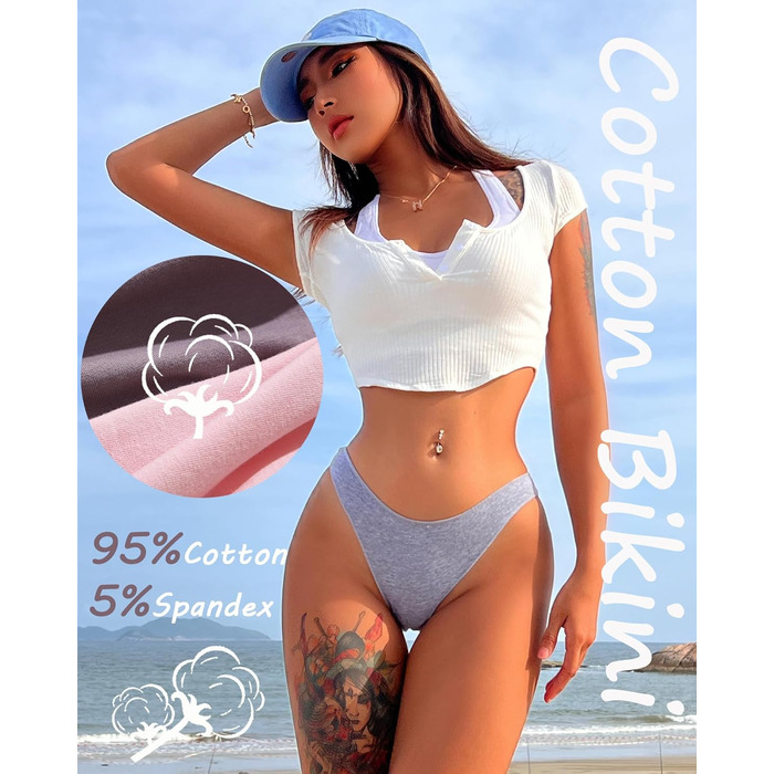 6 шт. бавовняна білизна для жінок FINETOO: низька посадка, бразильяно, S-XL, дихаюча, сексуальна