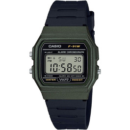 Спортивний унісекс годинник Casio F-91WM (Зелений) — класична цифрова модель