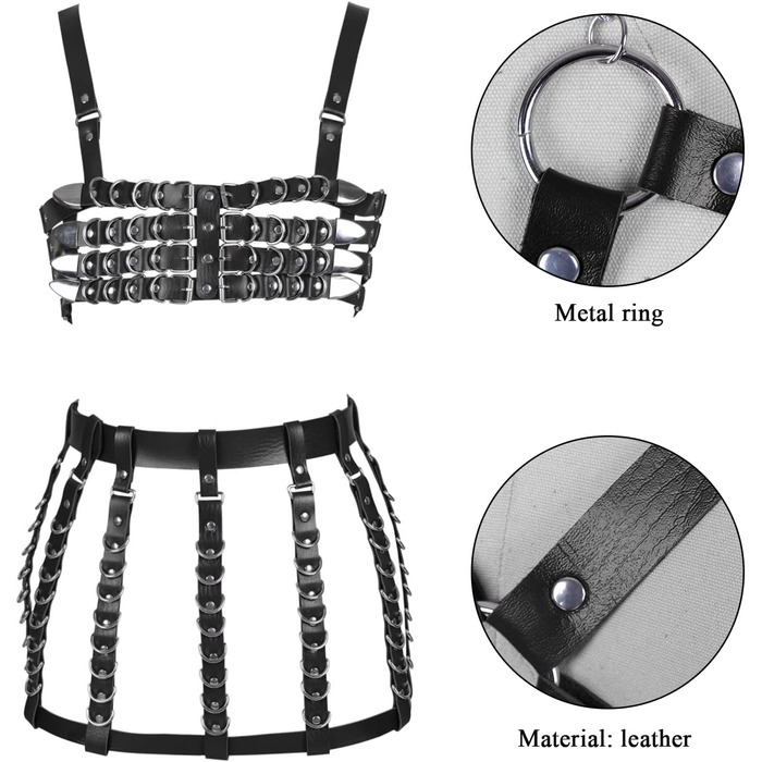 Корсет-гетри з шкіряним поясом для жінок та дівчат. Готичний аксесуар для вечірок, танців, готичного стилю (Чорний)
