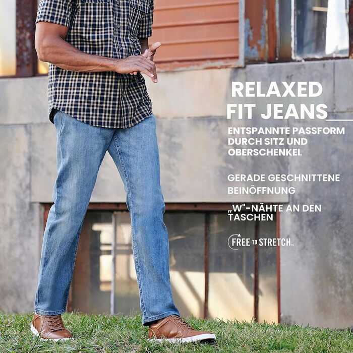 Чоловічі джинси Wrangler Free to Stretch Relaxed Fit, темно-сині (Marin), 42W / 30L
