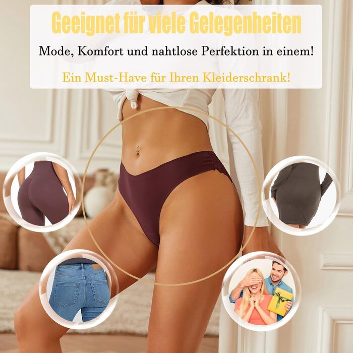 Набір трусиків FINETOO з 6 шт. - безшовні, мереживні, з низькою талією, S-XL