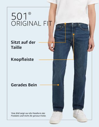 Чоловічі джинси Levi's 501 Original Fit, колір One Wash, розмір 34W / 36L