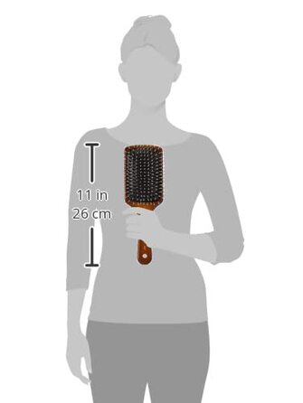Масажна щітка для волосся HERCULES SÄGEMANN Paddle Brush, дерев'яна, з щетиною кабана та нейлоновими штифтами для розплутування, темне дерево
