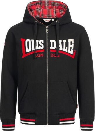 Чоловіча худі-куртка Lonsdale London Nateby чорна, стиль streetwear, розмір 3XL
