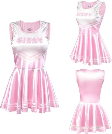 Рожевий боді-комбінезон LittleForBig Sissy з атласу, без рукавів, розмір XL