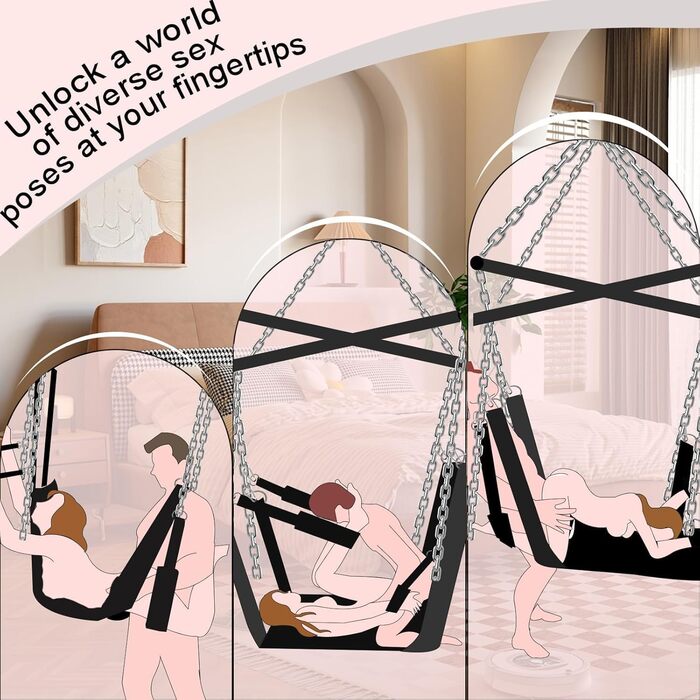 Гойдалка для дорослих BDSM Onyx 360° поворотна, стельовий ремінь для приміщень, розширена комфортна платформа, комплект