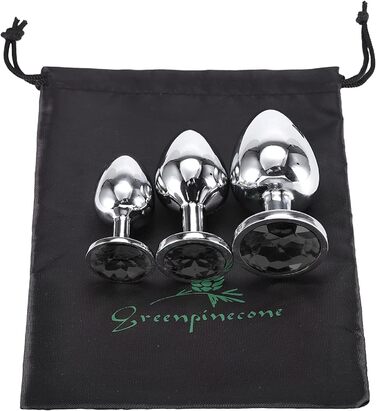 Набір анальних пробок Klein Medium Groß Metall з кристалами та діамантами (чорний)