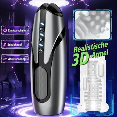 Електричний мастурбатор для чоловіків з 7 режимами вібрації та телескопічною функцією - секс-іграшка, вібратор для пеніса