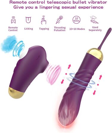 Вібратор Dildovibrator ChicLSQ зі пультом дистанційного керування – 10 режимів стимуляції та 10 режимів вібрації, вібратор G-точки для пар. Потужний та тихий AV-стабілізатор, ідеальний для самостійного та парного задоволення.