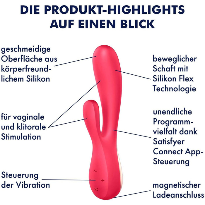 Вібратор Satisfyer Mono Flex Connect App G-Punkt | З преміум-силікону | Стимулятор клітора та G-точки | Інтимні іграшки для жінок | Швидка зарядка | Вібратор для жінок червоний