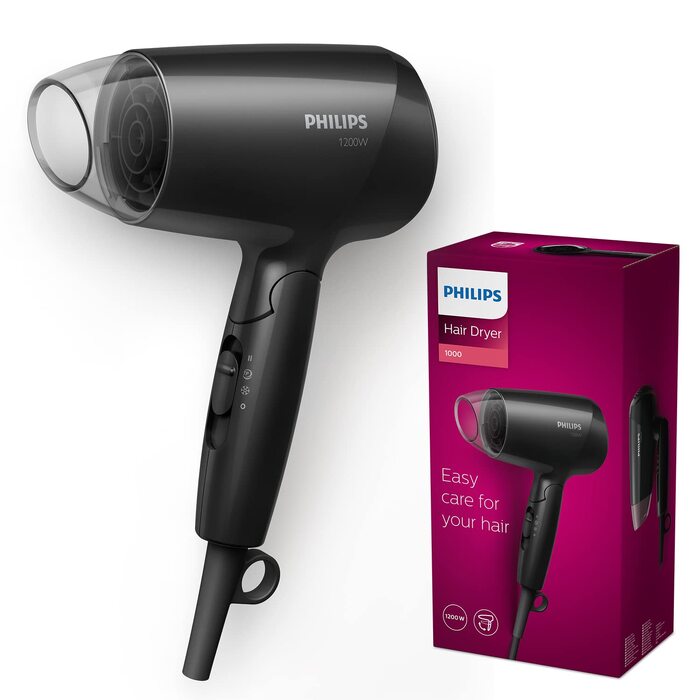 Фен для волосся Philips BHC010/10, чорний, компактний