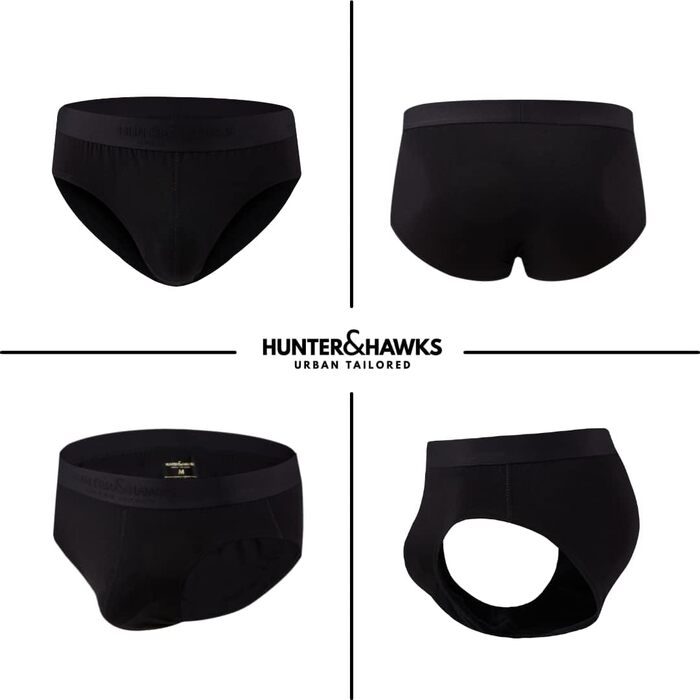 Боксерки чоловічі Hunter & Hawks, 4 шт. в упаковці, розмір S-6XL, м'які, антибактеріальні, дихаючі, чорні