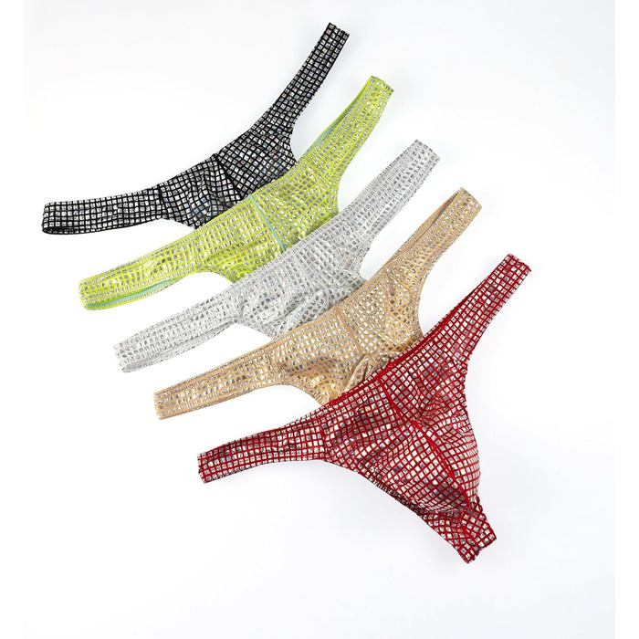 Танга чоловічі Detwen, мереживо, 3 шт. (XL, чорний)