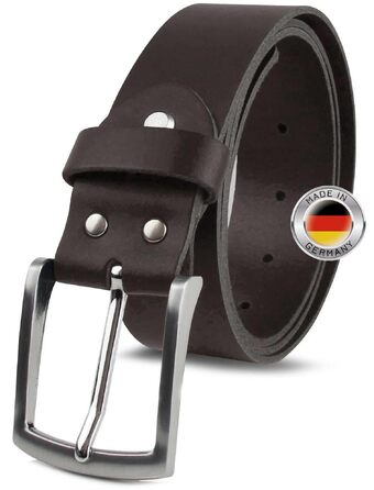 Чоловічий шкіряний ремінь FOMAX з натуральної шкіри, ручна робота (Made in Germany), 38 мм, темно-коричневий, для джинсів та костюмів, довжина 140 см (обхват талії 120-130 см)