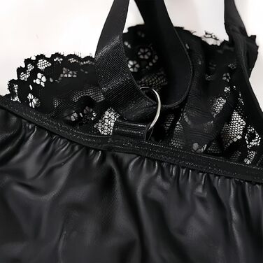 Боді з екошкіри жіноче сексуальне облягаюче чорне Leder Bodysuit XL