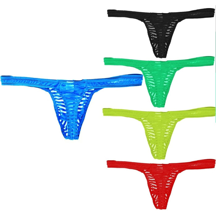 Сліпери чоловічі Faringoto, смугасті, сітчасті, прозорі, G-String, низька талія, U-подібні, розмір L, 5 кольорів