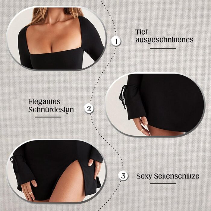 Чорне сексуальне міні-плаття з довгим рукавом та V-подібним вирізом, облягаюче, з розрізом, для вечірок та коктейлів, осінь, повсякденне, еластичне, фігурна модель