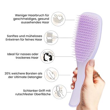 Щітка для волосся Tangle Teezer Ultimate Detangler для фарбованого, тонкого та рідкого волосся, фіолетова — двогодинна щетина для зменшення ламкості та виплухування
