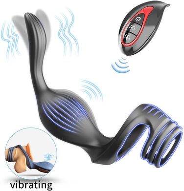 Масажер простати для чоловіків NAIXBTY з кільцем на пеніс та пультом керування, телескопічний вібратор, анальні вібратори, Butt Plug з 12 режимів вібрації та режимом штовхання. Іграшки для дорослих для чоловіків