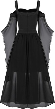 CHARMMA Готичне вечірнє плаття на Геловін, сукня A-силуету з шнуруванням, максі, чорна, для жінок, розмір плюс, з рукавами-метеликами, вінтажний костюм відьми, косплей, клуб, вечірка, 3XL