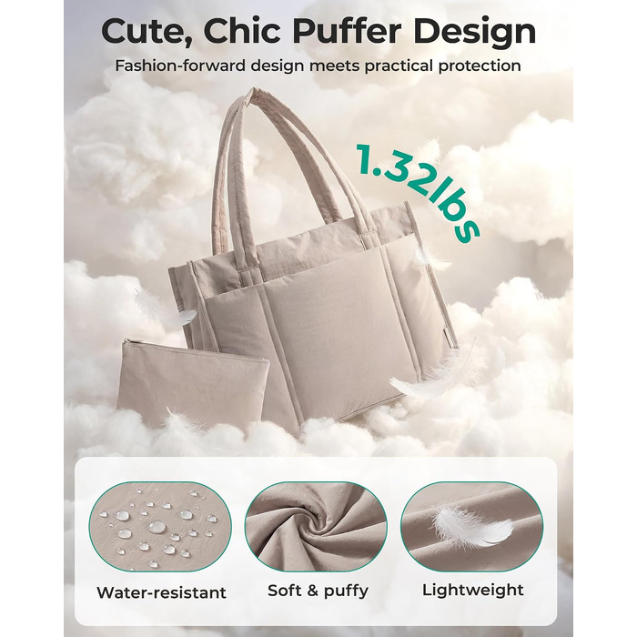 Жіноча сумка-шопер Bagsmart Puffer 21Л для ноутбука 15.6