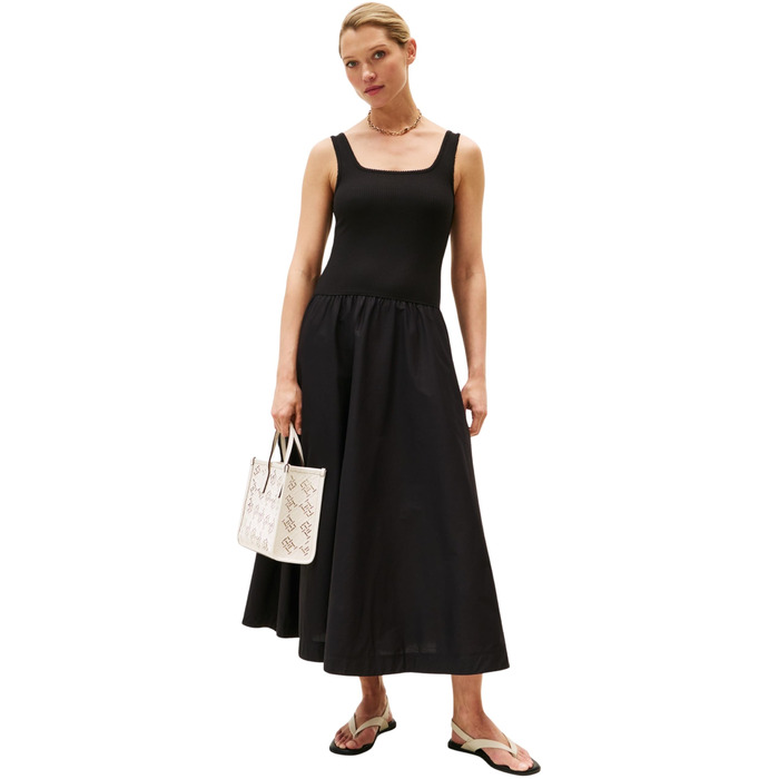 Сукня Tommy Hilfiger Rib Midi Fit & Flare чорна жіноча