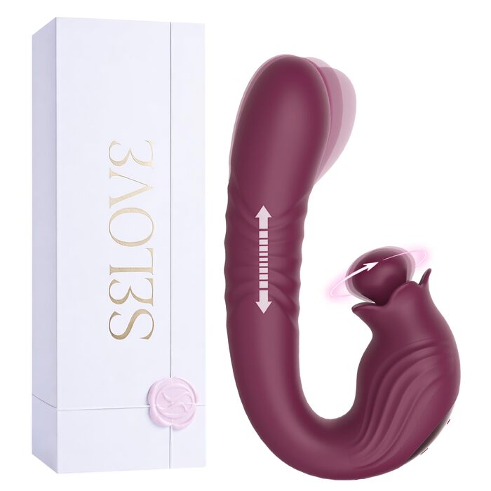 Вібратор кролик Selove з обертовою головкою для клітора – 5-в-1, фіолетовий