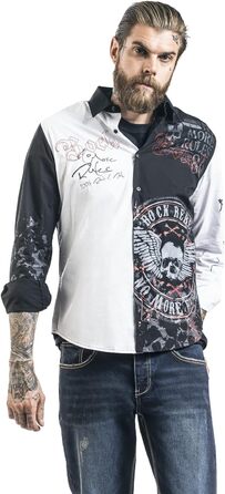 Чоловіча сорочка Rock Rebel з рок-принтом XXL чорно-біла