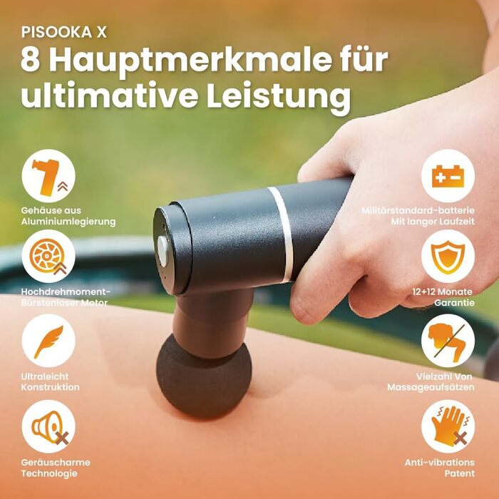 Міні-перкусійний масажер PISOOKA X Mini Massage Gun (66W) для глибокого масажу м'язів, шиї та спини, легкий алюмінієвий корпус, 4 насадки, USB-C, Рожевий