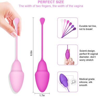 JIELUO Набір тренувальних кульок для підсилення м'язів тазу - 6 шт. для жінок. Тренування м'язів тазу, контроль сечовипускання, сили та координації. Силіконовий тренажер для жінок