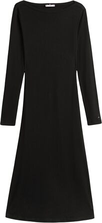 Сукня облягаючого силуету Tommy Hilfiger Rib Flare Midi з U-подібним вирізом, чорна (L)