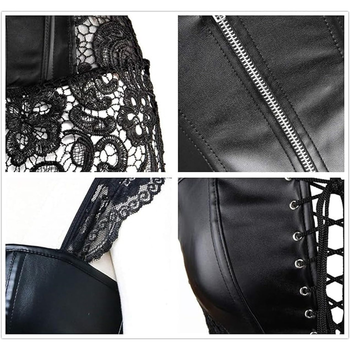 Жіночий корсет з екошкіри, готичний, сексуальний, для клубів, чорний, XXL
