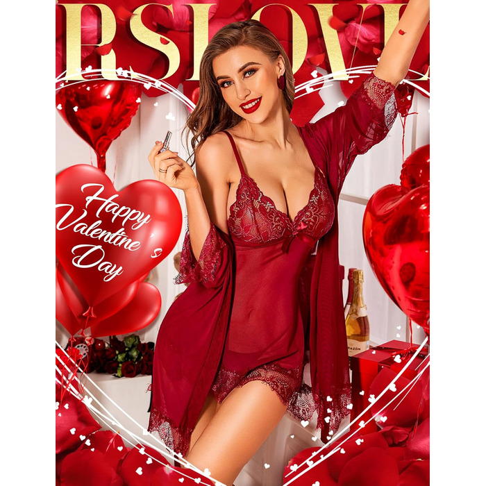 Сексуальна спідниця-сорочка з мережива RSLOVE для жінок, нічна сорочка, комплект ніжної домашньої сукні, червоний колір M