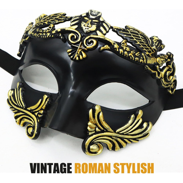 Маскарадні маски для жінок та чоловіків, пара, венеціанська маска, римсько-грецька маска для Хелловіну, костюм, вечірка, бал Black Phoenix Set