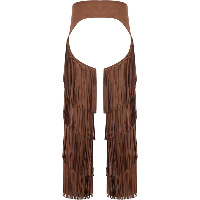 Чоловічі штани-ковбойські в стилі вестерн MSemis з бахромою, з регульованим поясом для вечірок, карнавалу та фестивалів, костюм (темно-коричневий, XL)