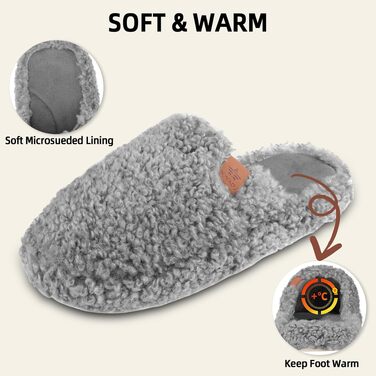 Жіночі м'які капці з ефектом пам'яті (Memory Foam), плюшеві домашні тапочки для жінок, сірі, розмір 36/37 EU