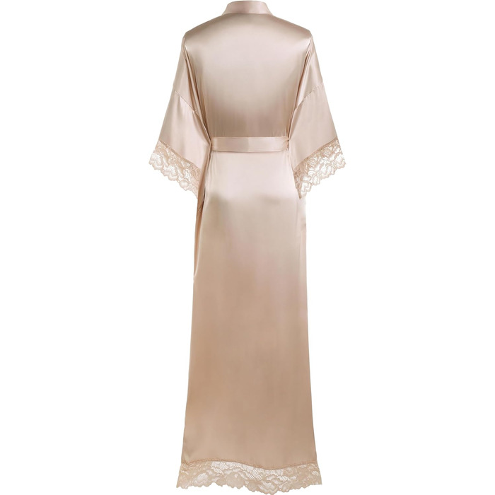Халат BABEYOND з атласу, довгий, шовковистий, з мереживом, для наречених та гостей весілля, легкий, універсальний розмір, великі розміри, колір шампань