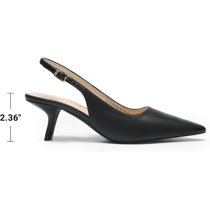 Жіночі туфлі-човники Dream Pairs на низьких підборах (kitten heels) з відкритою п'ятою, чорні, екошкіра, розмір 40 EU