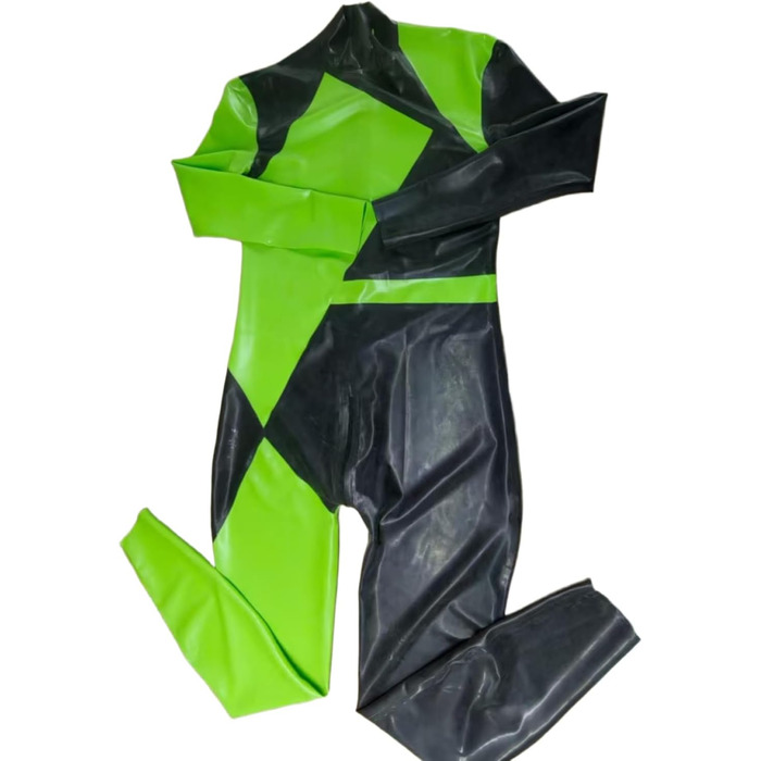 Боді з латексу для чоловіків VIYOLI, чоловічий латексний костюм, дизайн з блоками кольорів, індивідуальний колір чорний та червоний L