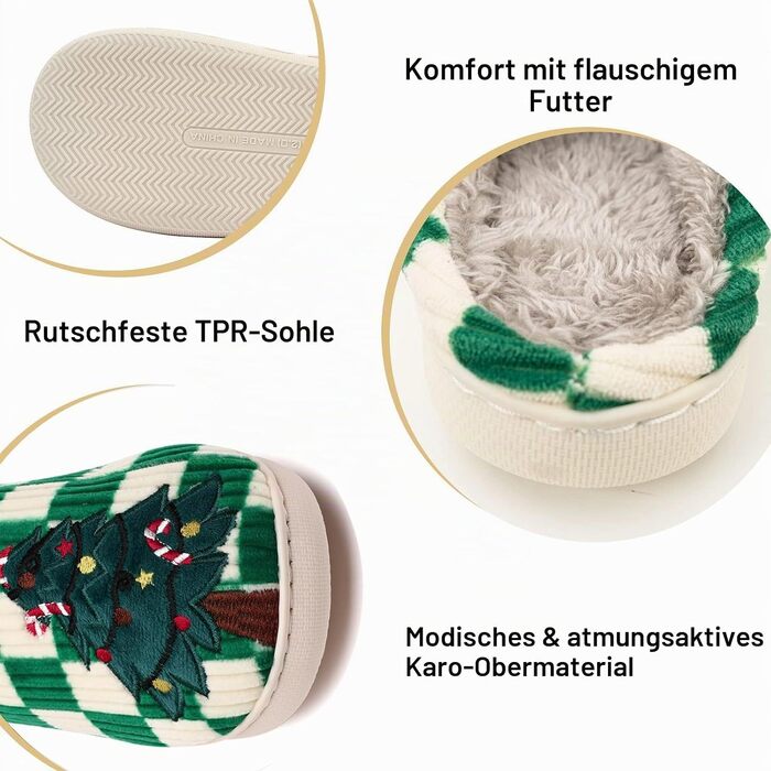 М'які домашні капці Guyarns для жінок та чоловіків, плюшеві тапочки з ефектом пам'яті (Memory Foam), у формі хмаринки з антиковзаючою підошвою, в клітинку (розмір 38/39 EU)