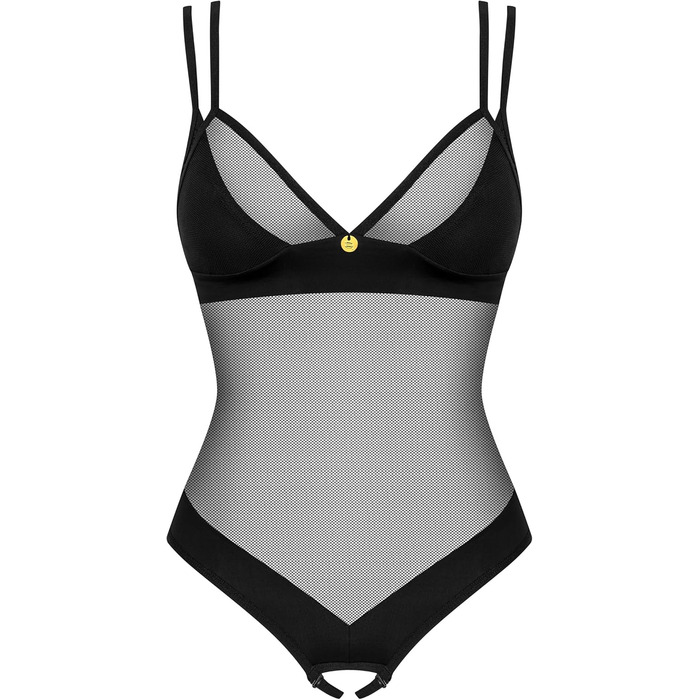 Сексуальний жіночий комплект спідньої білизни Selente Love & Fun: боді/відкритий боді та шовкова маска для очей, чорний, шнурівка (XL-XXL)