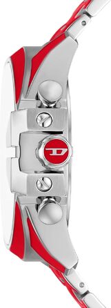 Чоловічий годинник Diesel Mega Chief Chronograph з ремінцем зі сталі (червоно-білий)