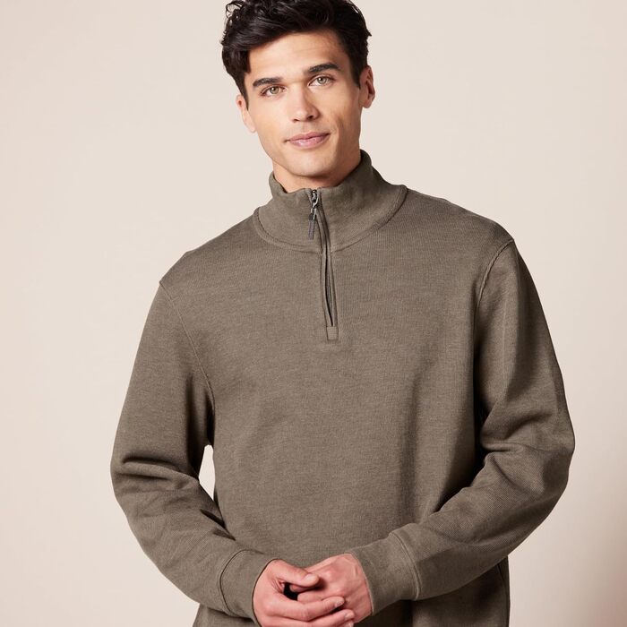 Чоловічий світшот Amazon Essentials з чверть-застібкою (zip-neck) з французького трикотажу, стандартна посадка, коричневий