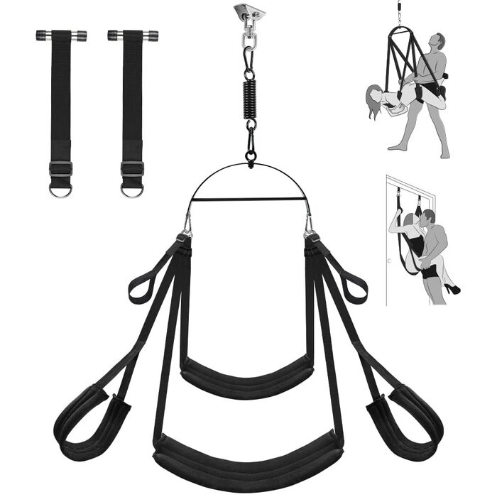 Секс-гойдалка для пари 360° з обертанням, BDSM, ремені, стійка - преміум якість