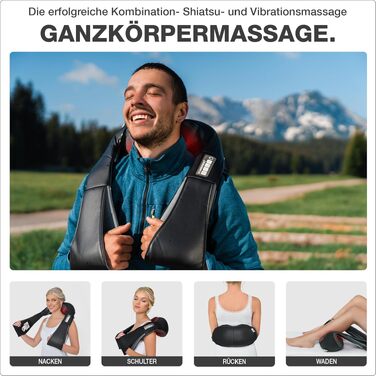 Акумуляторний масажер для шиї та плечей DONNERBERG® Shiatsu, бездротовий, сертифікований TÜV, 50x43x17,6 см