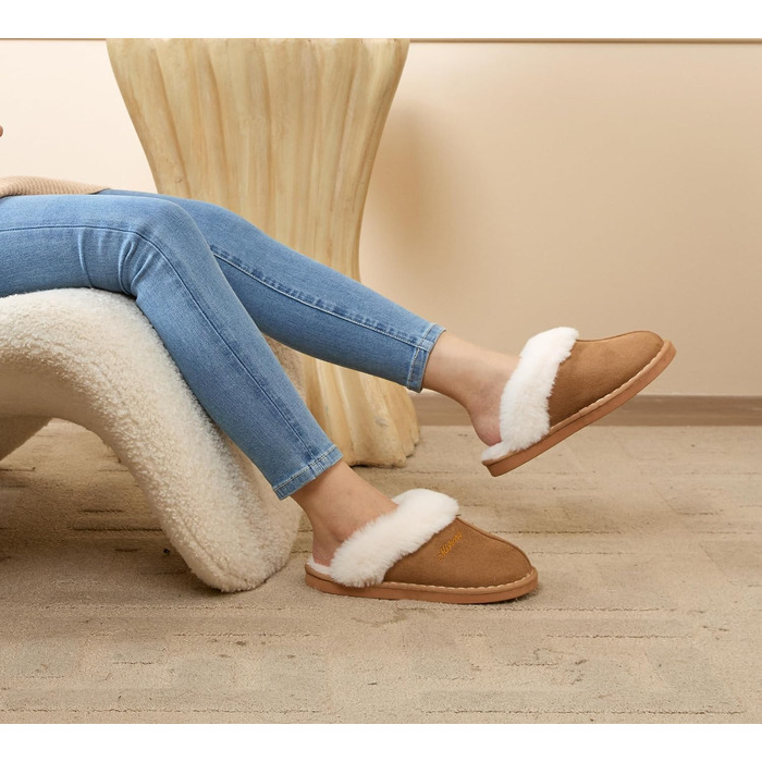Зимові домашні капці Donpapa унісекс з ефектом пам'яті (Memory Foam) та штучним хутром, колір каштановий, розмір 38.5/40 EU
