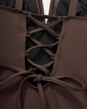 Зелений купальник жіночий DOULAFASS V-подібний виріз, мереживо, корегуючий, без спинки, пляжний, XL, темно-коричневий